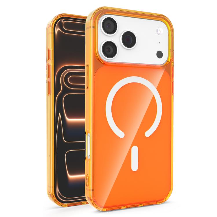 For iPhone 17 Pro Four-corner U-shaped Airbag Semi-transparent MagSafe Case(Orange)
