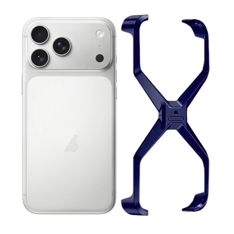 For iPhone 17 Pro Frameless X-shaped Metal Phone Case(Blue)