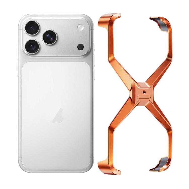 For iPhone 17 Pro Frameless X-shaped Metal Phone Case(Orange)