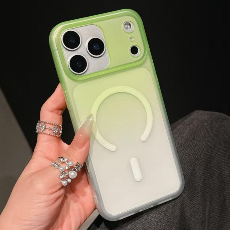 For iPhone 17 Pro Frosted Gradient TPU Magnetic Phone Case(Green)