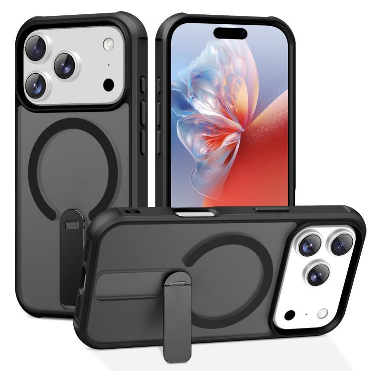 For iPhone 17 Pro Fulcrum Standing Bracket MagSafe Phone Case(Black)