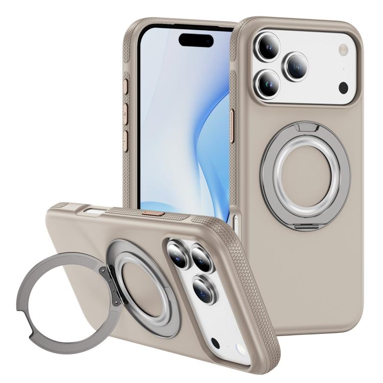 For iPhone 17 Pro Gear Holder C MagSafe Phone Case(Beige Gray)