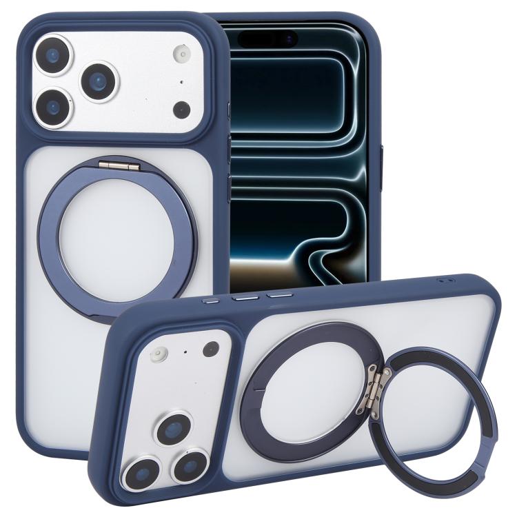 For iPhone 17 Pro GEBEI Jazz Series 360 Degree Rotation Holder Skin Feel Frosted MagSafe Phone Case(Blue)