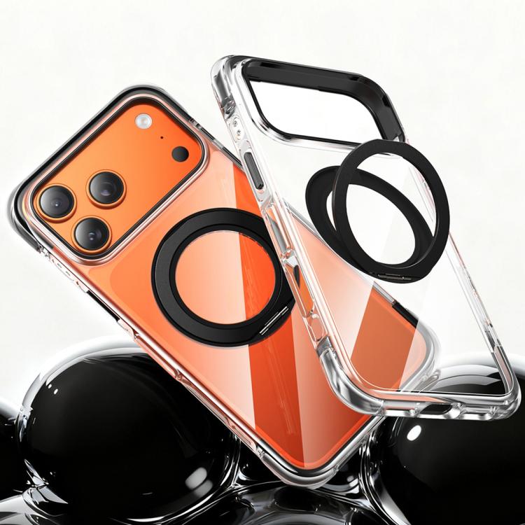 For iPhone 17 Pro GEBEI Vacuum Airbag TPU + Acrylic 360 Rotating Bracket Magnetic Shockproof Phone Case(Black)