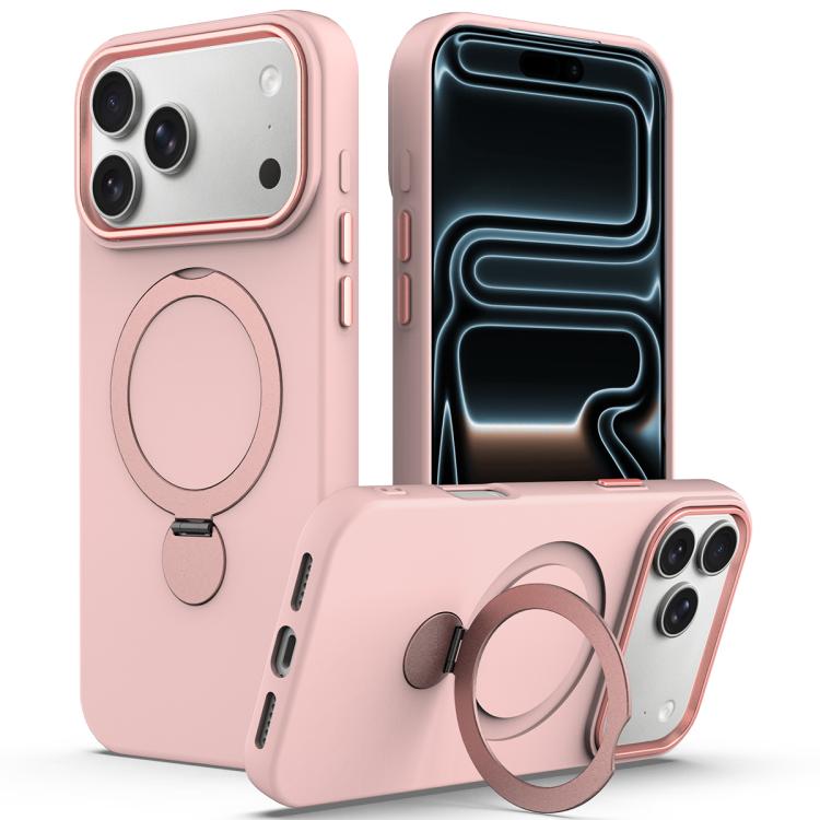 For iPhone 17 Pro Gen1.5 Pivot Ring Holder TPU Hybrid PC Phone Case(Pink)