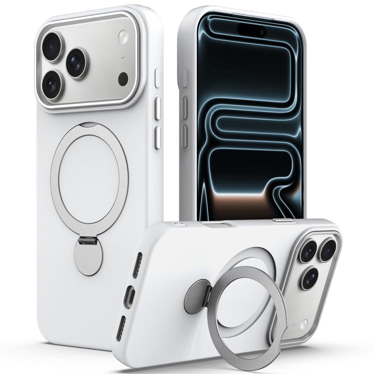 For iPhone 17 Pro Gen1.5 Pivot Ring Holder TPU Hybrid PC Phone Case(White)
