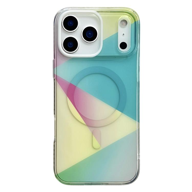 For iPhone 17 Pro Geometric Gradient Magnetic Phone Case(Yellow)