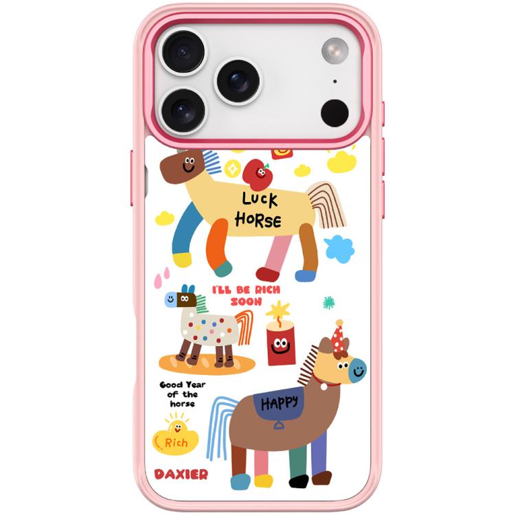 For iPhone 17 Pro Get Rich Immediately Pattern Magnetic Phone Case(Pink)