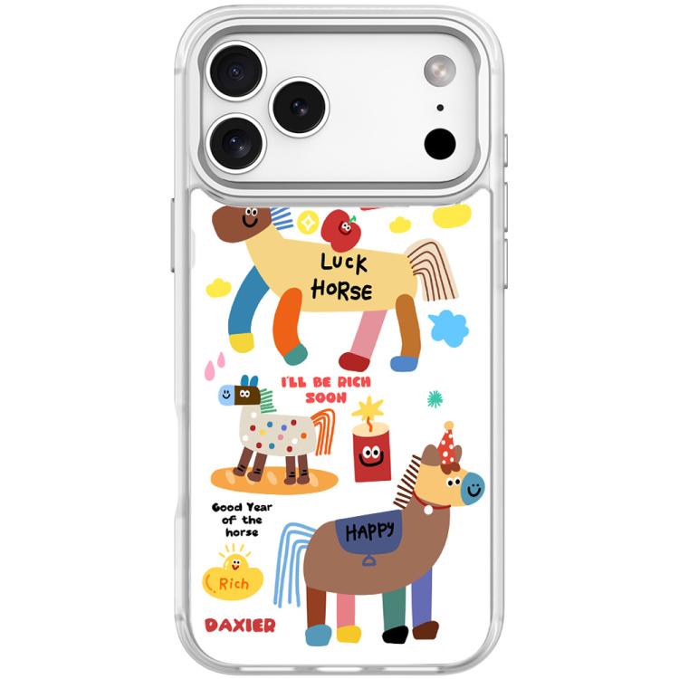 For iPhone 17 Pro Get Rich Immediately Pattern Magnetic Phone Case(Transparent White)
