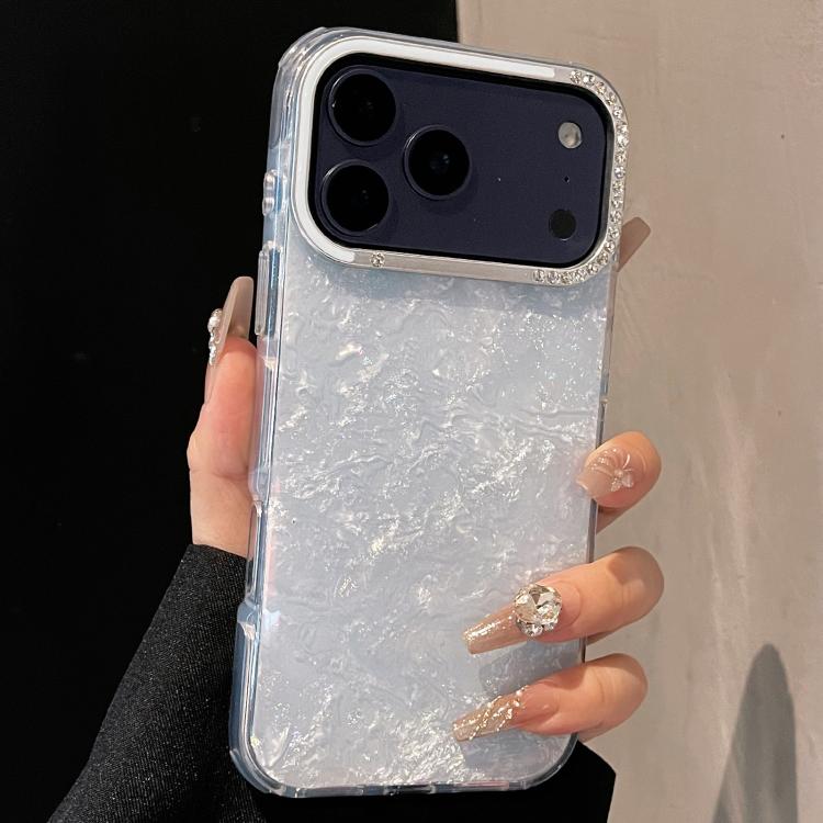 For iPhone 17 Pro Gilded Colorful Shell Patterned TPU+IMD Phone Case(Light Blue)