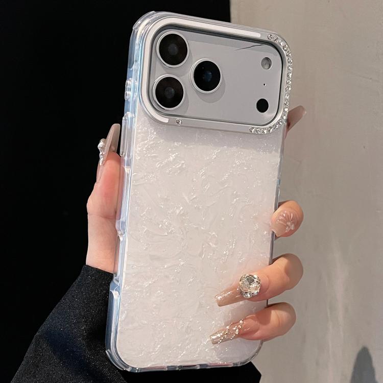 For iPhone 17 Pro Gilded Colorful Shell Patterned TPU+IMD Phone Case(White)