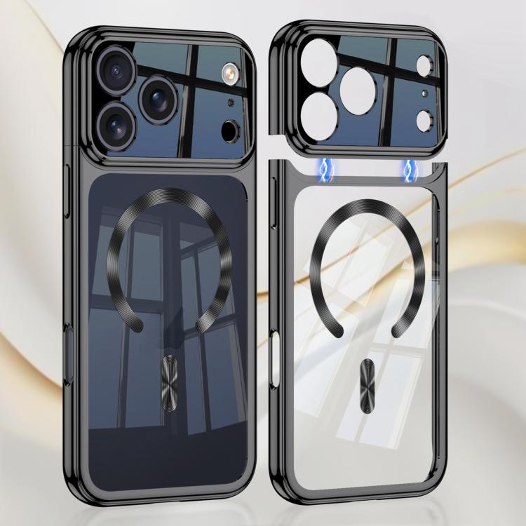 For iPhone 17 Pro GKK Electroplating Phantom Splicing MagSafe Magnetic Phone Case(Black)