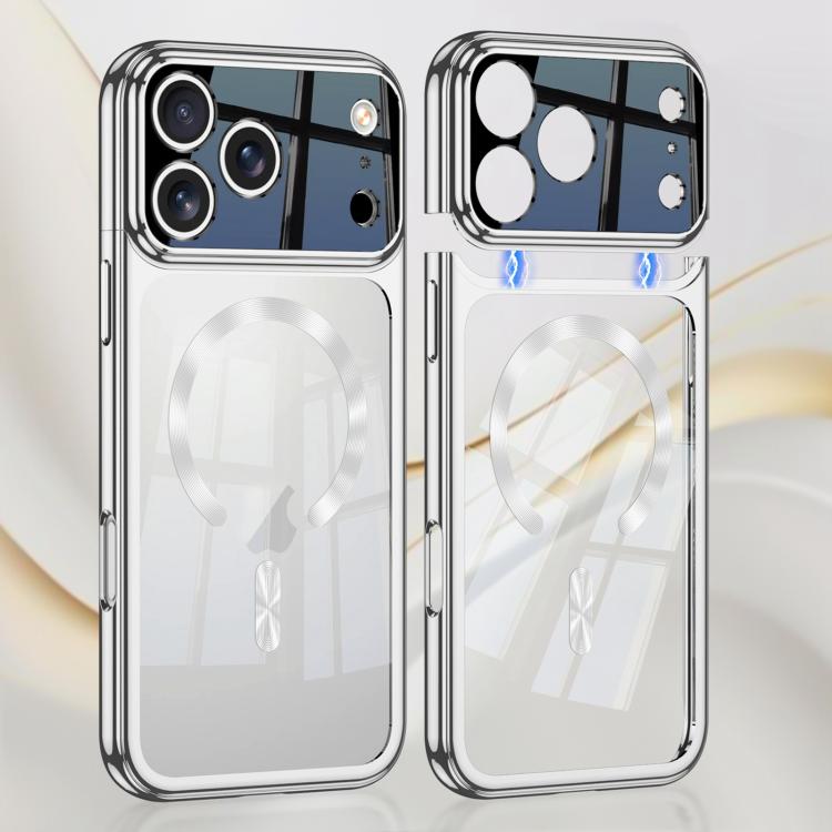 For iPhone 17 Pro GKK Electroplating Phantom Splicing MagSafe Magnetic Phone Case(Silver)