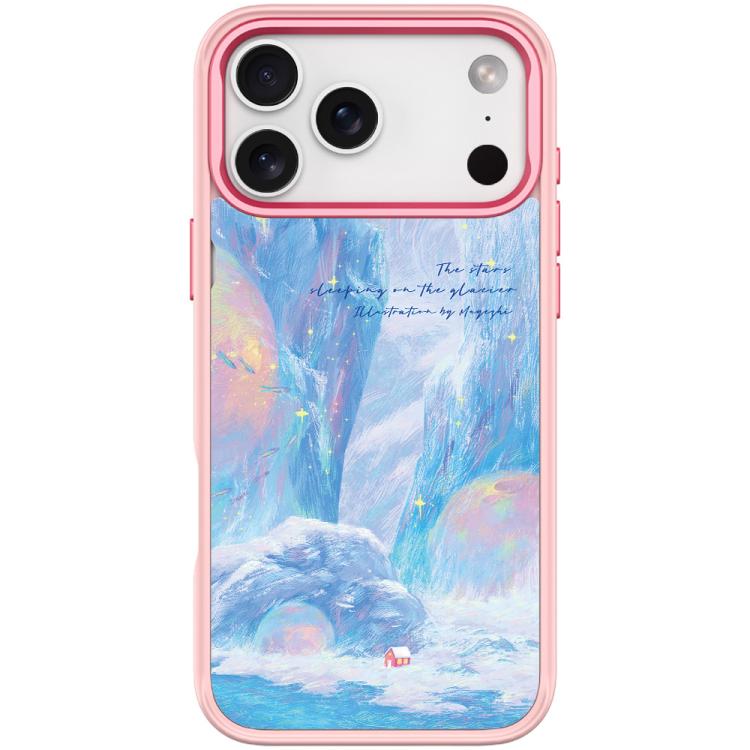 For iPhone 17 Pro Glacier Red House Pattern Magnetic Phone Case(Pink)