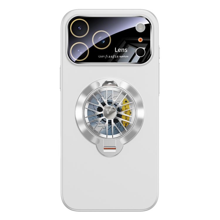 For iPhone 17 Pro Glaze PC Camera Window Gyro Kickstand Magnetic Phone Case(White)