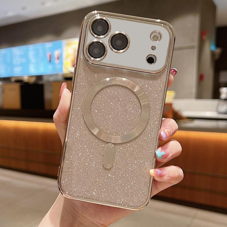 For iPhone 17 Pro Glitter Electroplating MagSafe TPU Phone Case(Gold)