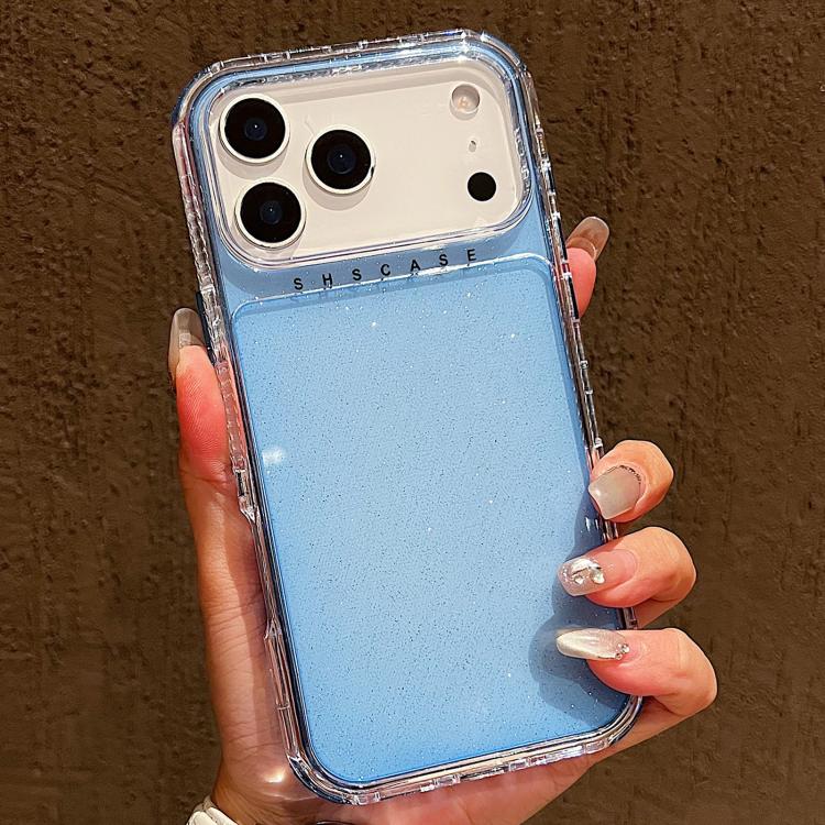 For iPhone 17 Pro Glitter Powder 3-in-1 TPU + PC Phone Case(Blue)