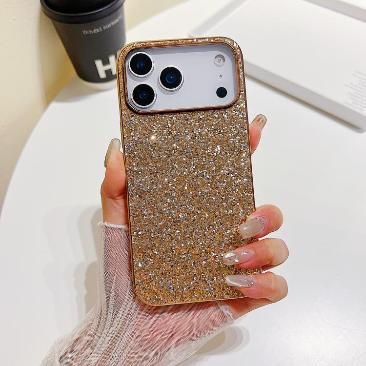 For iPhone 17 Pro Glitter Powder Shockproof TPU Phone Case(Desert Gold)