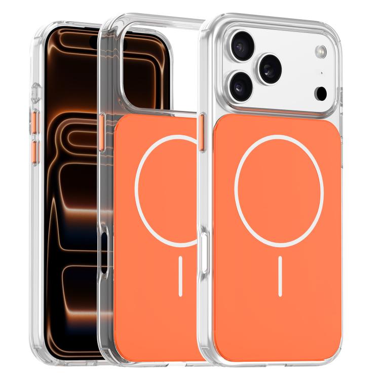 For iPhone 17 Pro Gold-Orange Original Color MagSafe Shockproof Phone Case(Transparent Orange)
