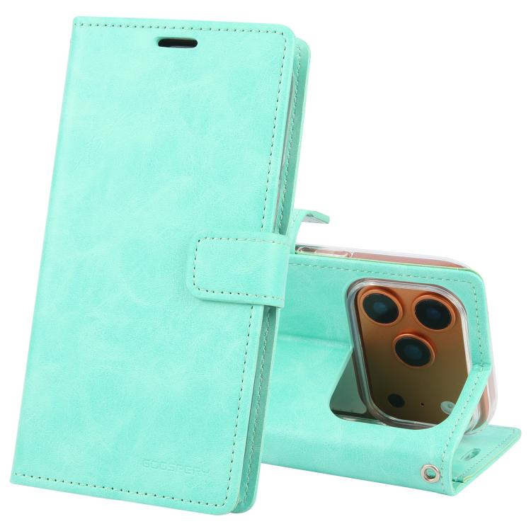 For iPhone 17 Pro GOOSPERY BLUE MOON Crazy Horse Texture Leather Phone Case(Mint Green)