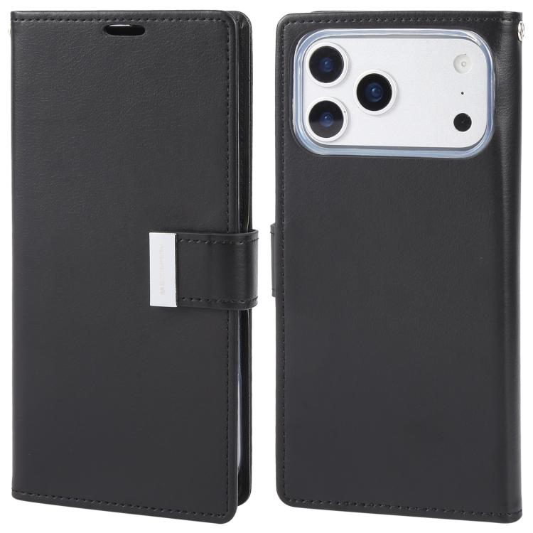 For iPhone 17 Pro GOOSPERY RICH DIARY Crazy Horse Texture Leather Phone Case(Black)