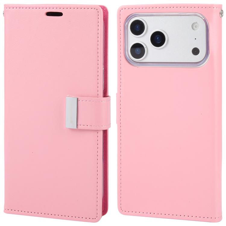 For iPhone 17 Pro GOOSPERY RICH DIARY Crazy Horse Texture Leather Phone Case(Pink)