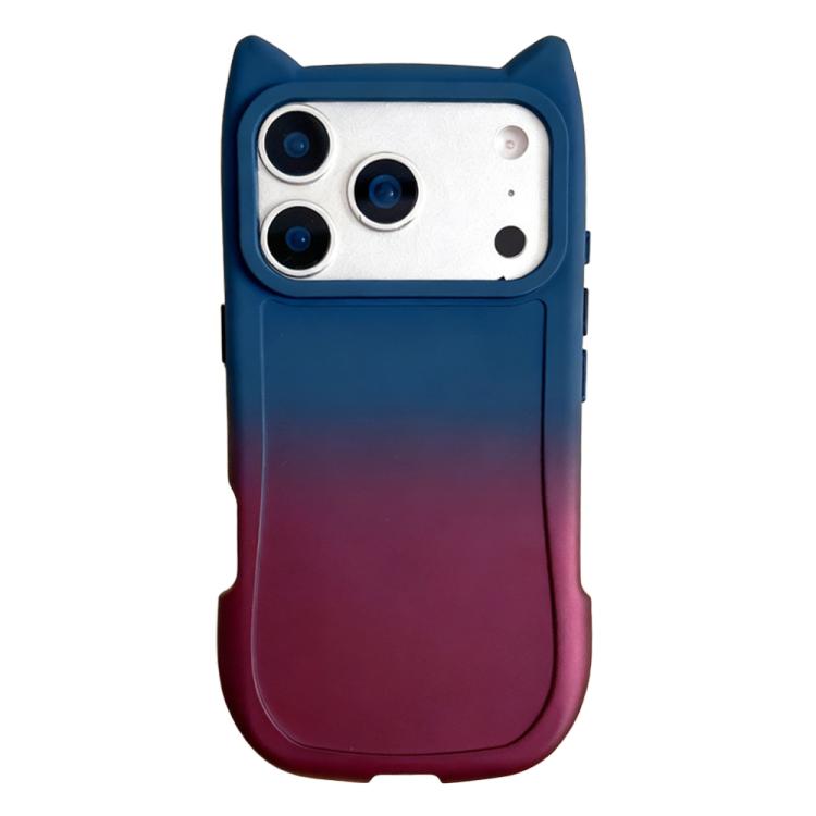 For iPhone 17 Pro Gradient Cat Ear Design TPU Phone Case(Blue Red)