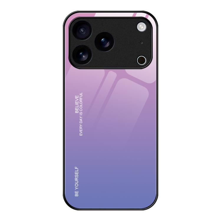 For iPhone 17 Pro Gradient Color Glass Phone Case(Pink Purple)