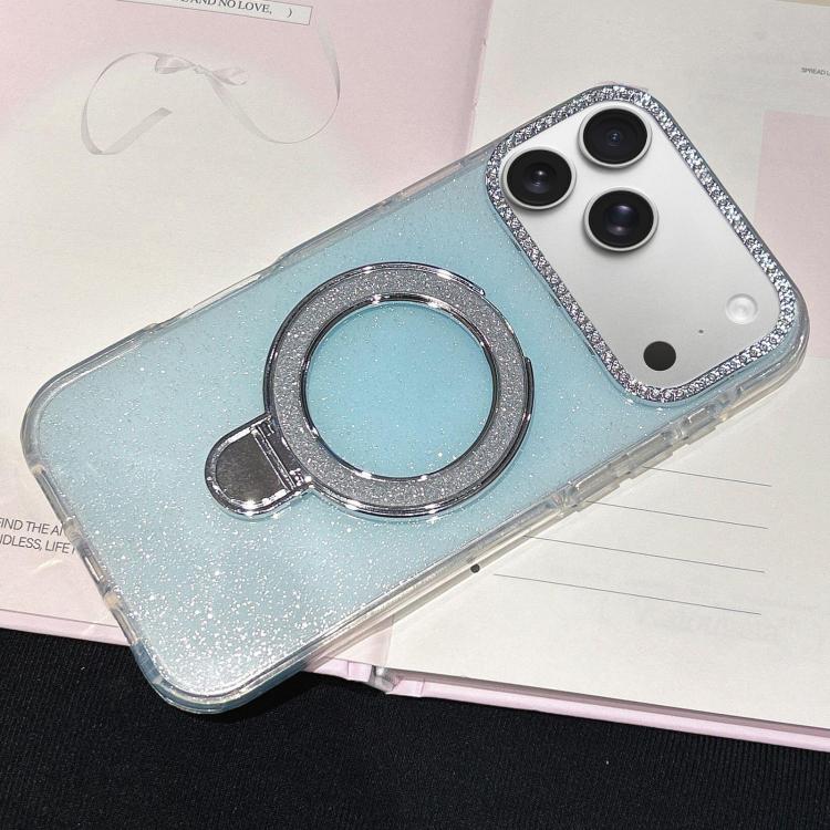 For iPhone 17 Pro Gradient Glitter Diamonds MagSafe Phone Case(Light Blue)