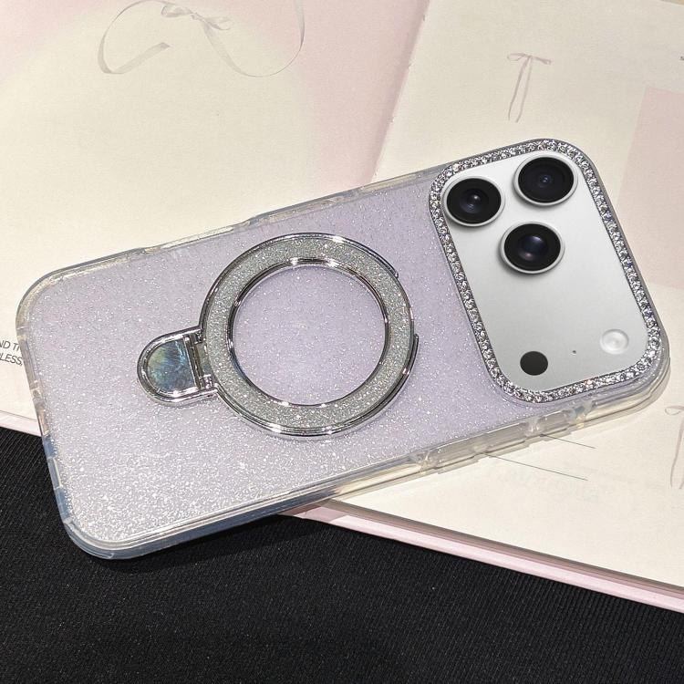 For iPhone 17 Pro Gradient Glitter Diamonds MagSafe Phone Case(Light Purple)