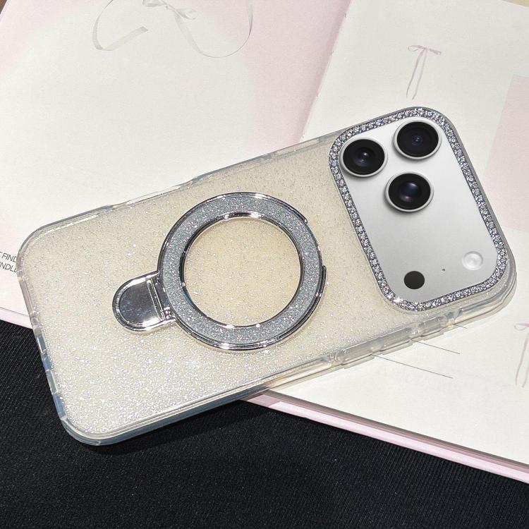 For iPhone 17 Pro Gradient Glitter Diamonds MagSafe Phone Case(Light Yellow)