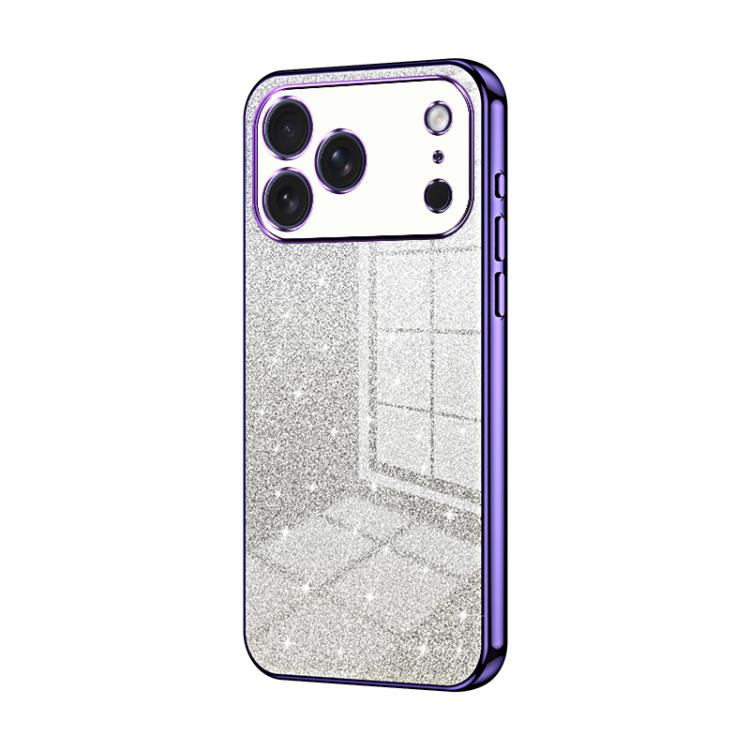 For iPhone 17 Pro Gradient Glitter Powder Electroplated Phone Case(Purple)