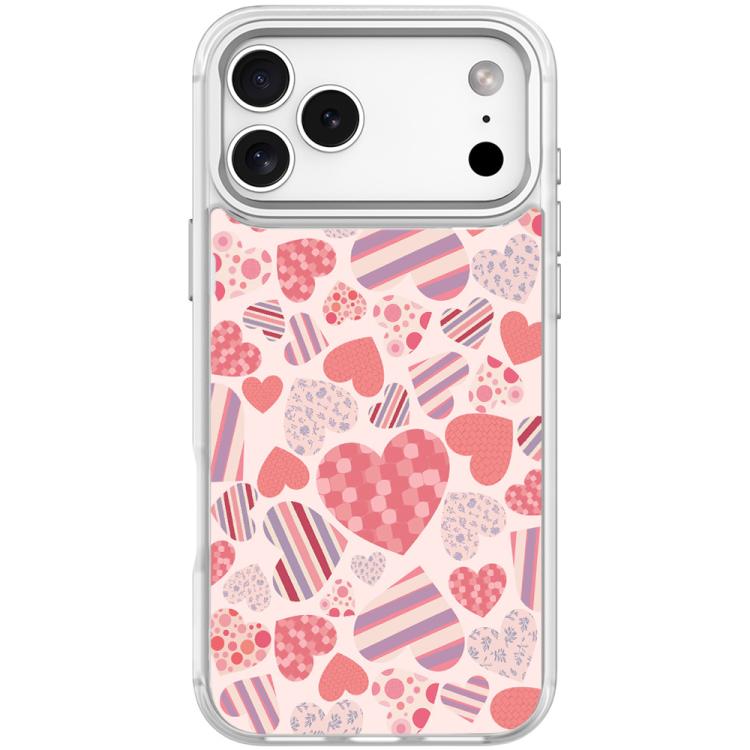 For iPhone 17 Pro Heart Collection Pattern Magnetic Phone Case(Transparent White)