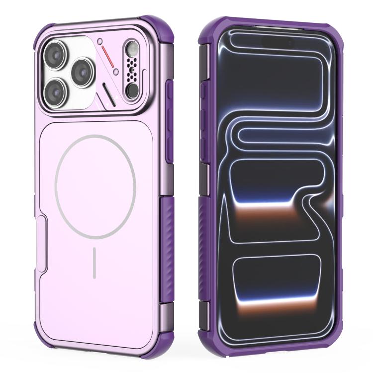 For iPhone 17 Pro Heat Dissipation Air Shockproof TPU + PC Magsafe Phone Case(Purple)