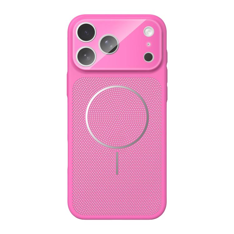 For iPhone 17 Pro Heat Dissipation Breathable Mesh Magnetic PC Phone Case(Rose Red)