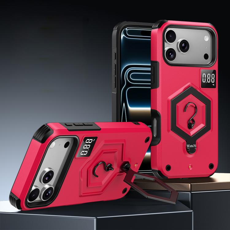 For iPhone 17 Pro Hexagon Armor Magnetic Holder Weighing Scale Phone Case(Red)