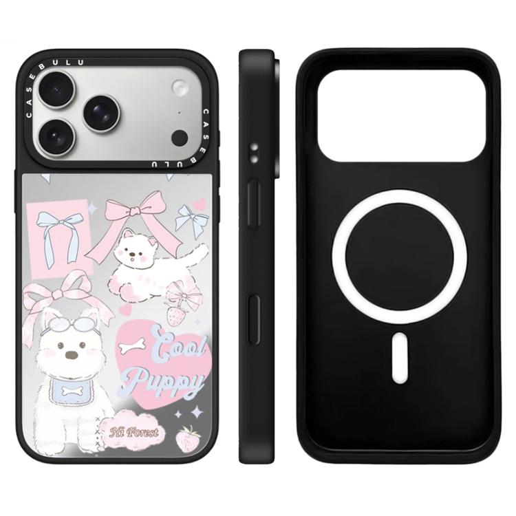 For iPhone 17 Pro Hi Forest Series Camera Control Button Mirror Magnetic Phone Case(Bow Puppy)