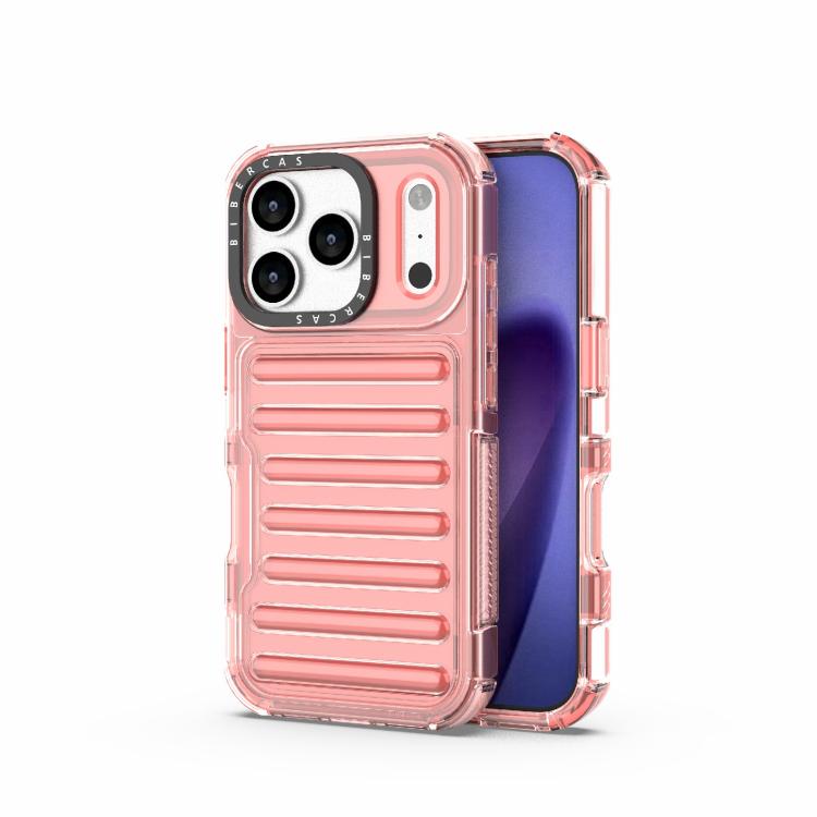 For iPhone 17 Pro High Transparency TPU Hybrid PC Airbag Phone Case(Peach Red)