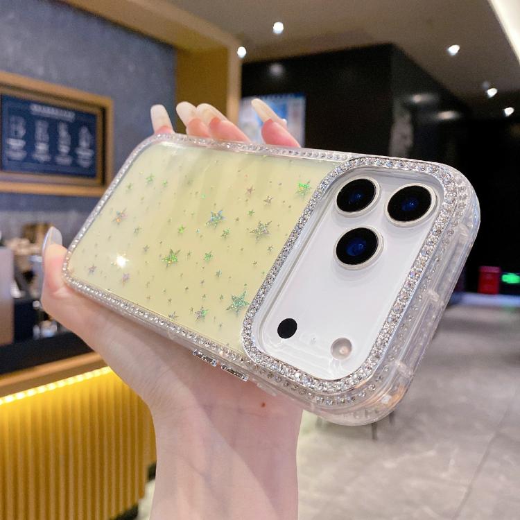 For iPhone 17 Pro Holographic Starry Pattern TPU Hybrid IMD Full Coverage Phone Case(Orange)