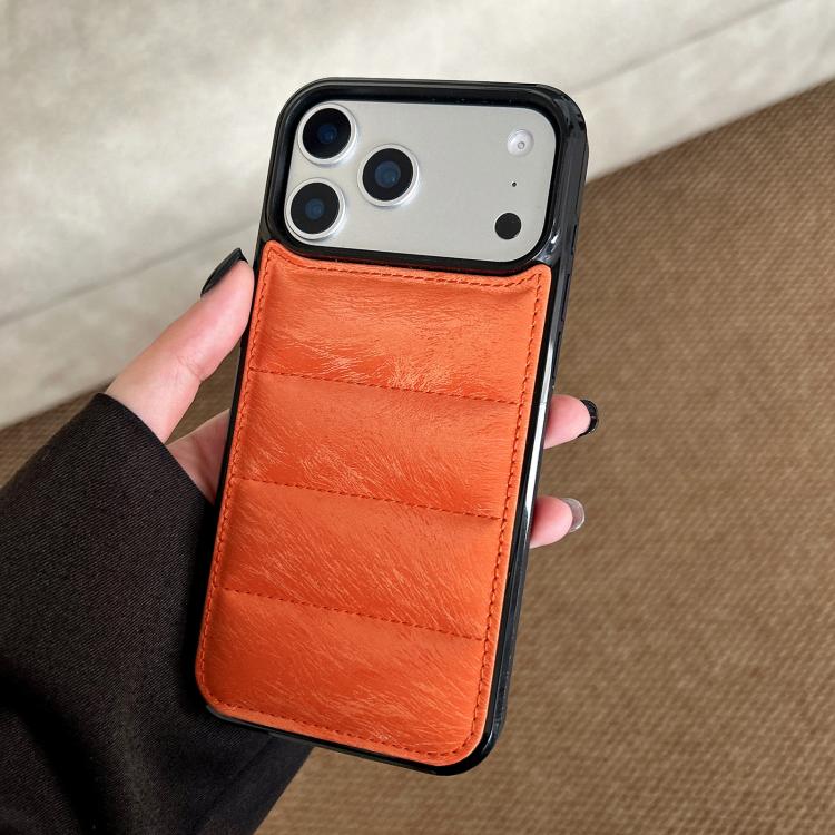 For iPhone 17 Pro Horsehair Eiderdown Cotton Filling Airbag PU + TPU Phone Case(Orange)