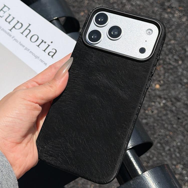For iPhone 17 Pro Horsehair Pattern Magnetic Full Coverage TPU Phone Case(Black)