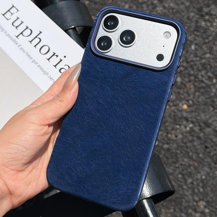 For iPhone 17 Pro Horsehair Pattern Magnetic Full Coverage TPU Phone Case(Dark Blue)