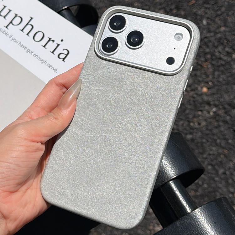 For iPhone 17 Pro Horsehair Pattern Magnetic Full Coverage TPU Phone Case(Silver)
