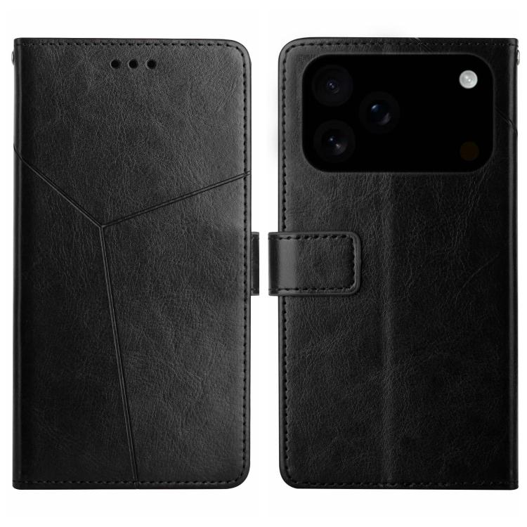 For iPhone 17 Pro HT01 Y-shaped Pattern Flip Leather Phone Case(Black)