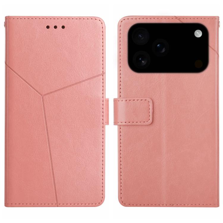 For iPhone 17 Pro HT01 Y-shaped Pattern Flip Leather Phone Case(Pink)