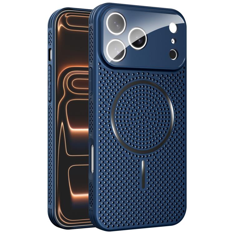 For iPhone 17 Pro Ice Armor Cooling Magnetic Airbag Shockproof Phone Case(Dark Blue)