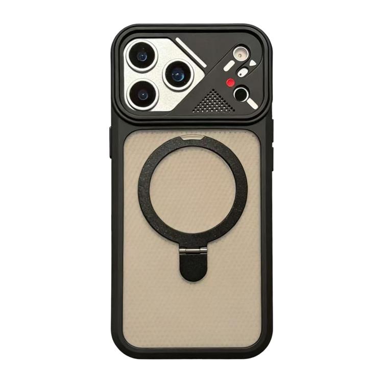 For iPhone 17 Pro Ice Armor Rotating Pivot Bracket Holder Magnetic Phone Case(Black)
