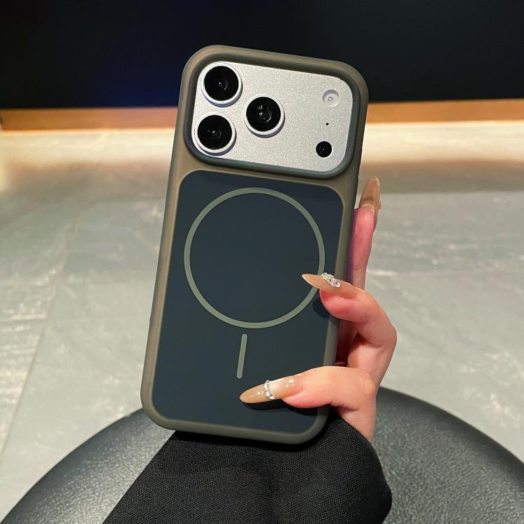 For iPhone 17 Pro Ice Cream Skin Feel Liquid Silicone Fine Circle Magnetic Phone Case(Black)