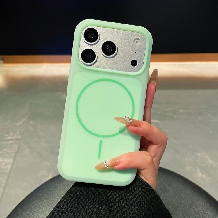 For iPhone 17 Pro Ice Cream Skin Feel Liquid Silicone Fine Circle Magnetic Phone Case(Light Green)