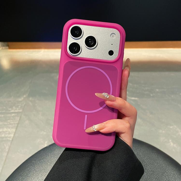 For iPhone 17 Pro Ice Cream Skin Feel Liquid Silicone Fine Circle Magnetic Phone Case(Rose Red)